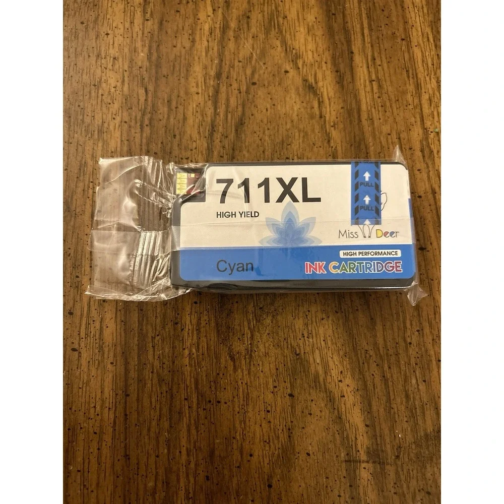 Miss Deer 711 XL High Yield Ink Cartridge 2 Pack Black Plus Bonus 711XL Cyan New